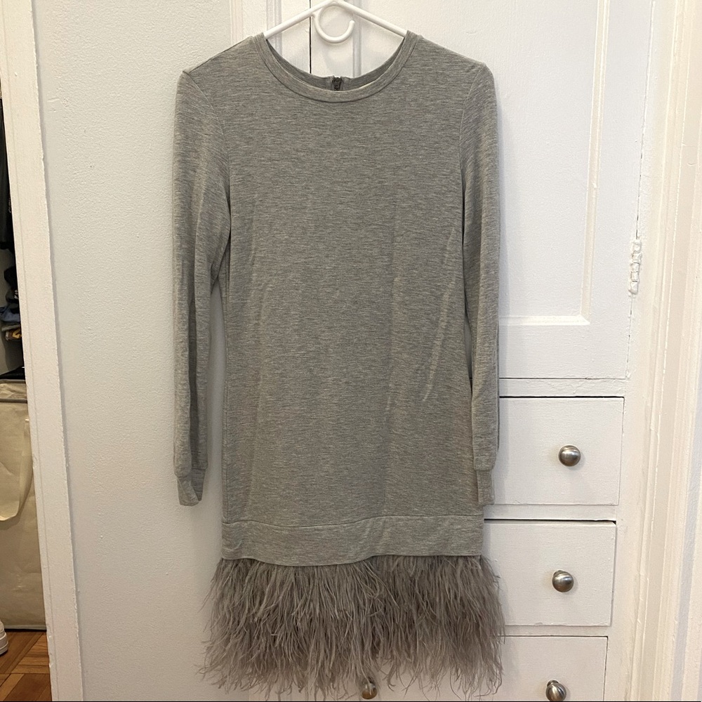 Haute Hippie grey feather dress
